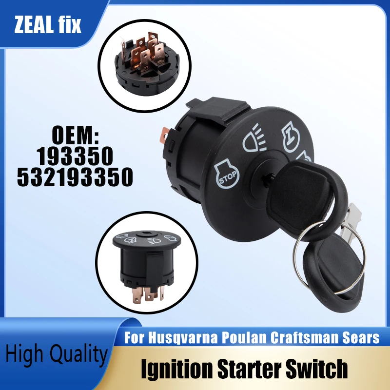 ZEAL fix Lawn Mower Ignition Starter Switch with 2 KEYS For