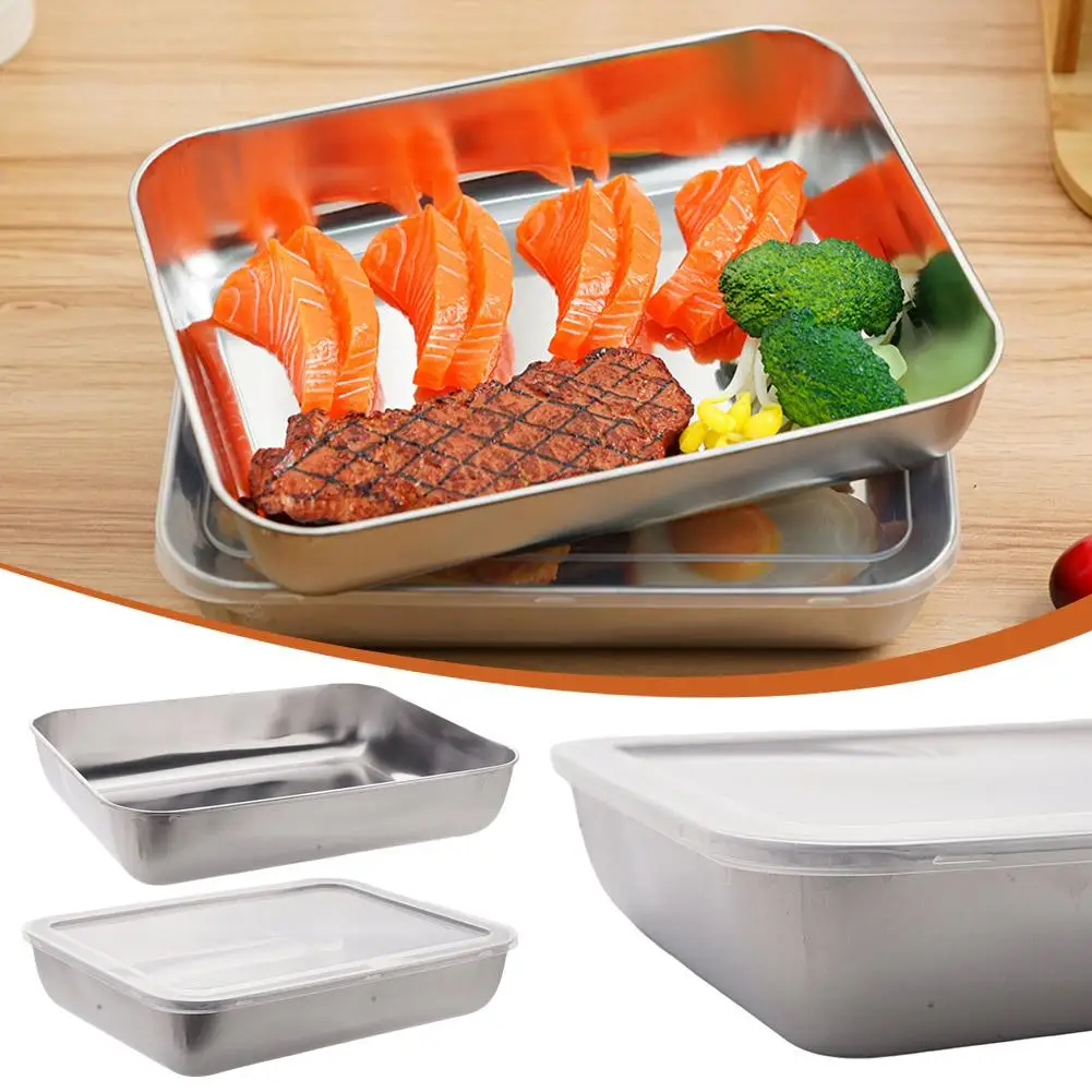 

Stainless Steel Crisper Box dinner plate Freezer Crisper Outdoors Picnic Fresh Food Lunch Bento Box Food Container Fruit Box