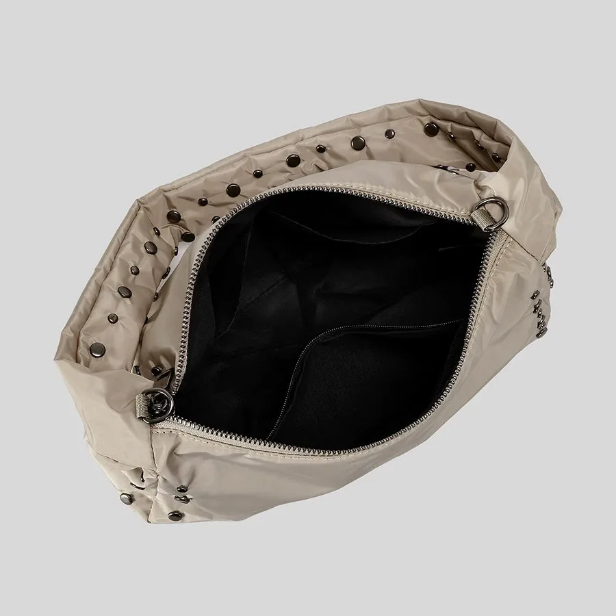 Autumn&Winter Women Cotton Padded Shoulder Bag Large Capacity New Handbag Solid Quilted Tote Bag Embroidered Thread Underarm Bag