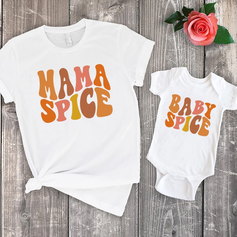 

Mama Spice Shirt Halloween Mother Daughter Matching Clothes Thanksgiving Mommy and Me Shirts Mom and Baby Tee