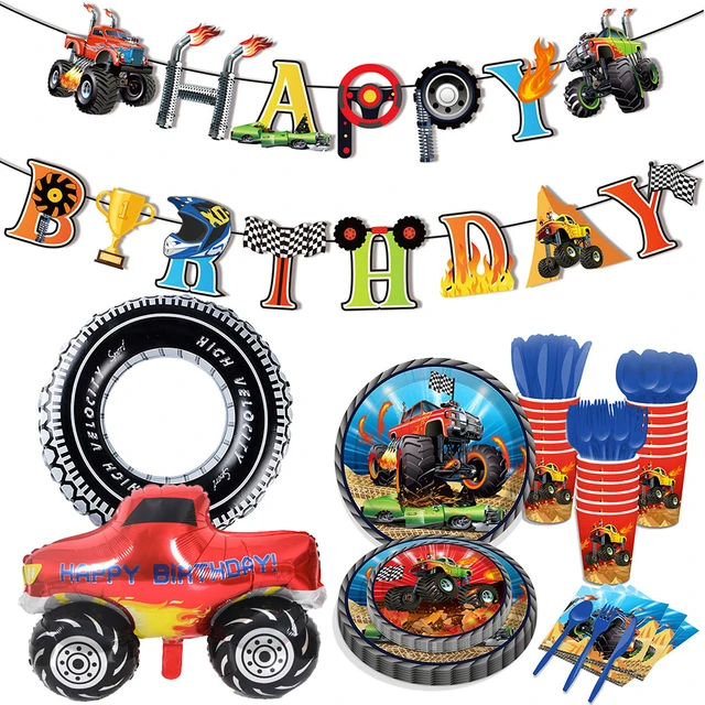 Novo blaze monster balões carro dos desenhos animados menino feliz  aniversário festa decoração suprimentos máquinas de corrida racecar suv  brinquedo chuveiro do bebê - AliExpress