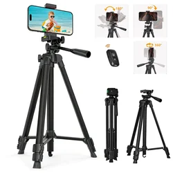Universal Adjustable 53 - Inch Tripod Stand with Bluetooth Remote for Enhanced Photography and Video (WHITE)