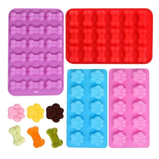 1Pc Véletlenszerű Színű Szilikon Formák Csokoládé Zselé Cukorka Penész Torta Díszítő Kölyökkutya Mancs És Csont Tálcák Sütési Kiegészítők - Image 5
