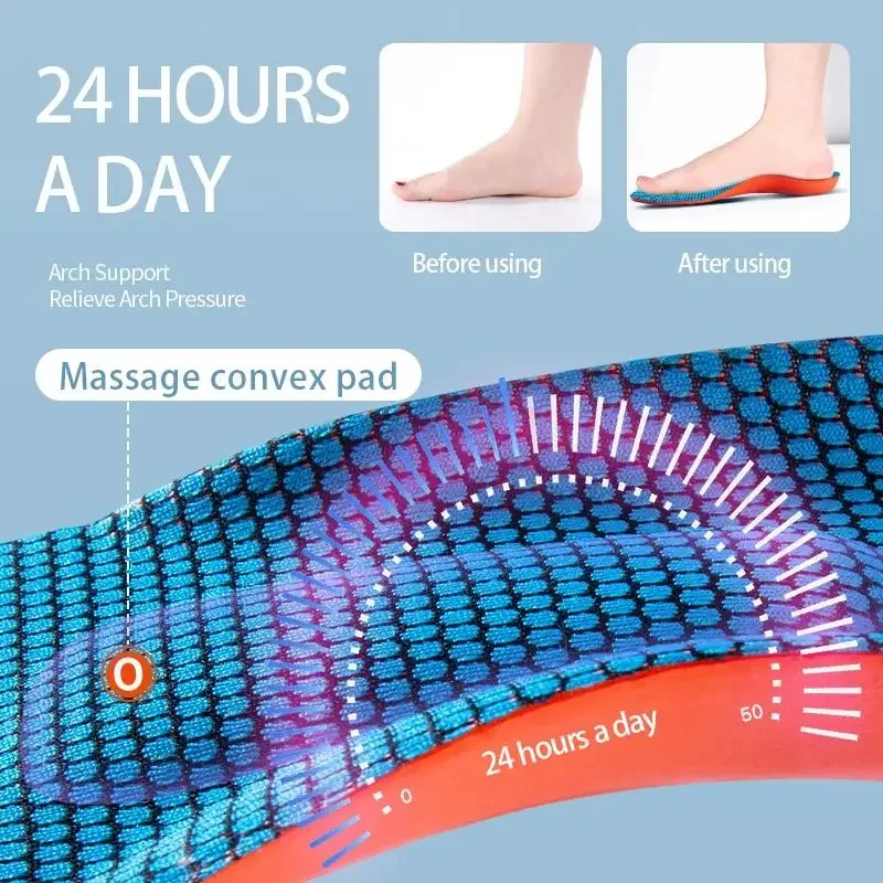 Height Increase Insoles Sport Shock Absorption Deodorant Breathable Cushion Running For Feet Man Women Orthopedic