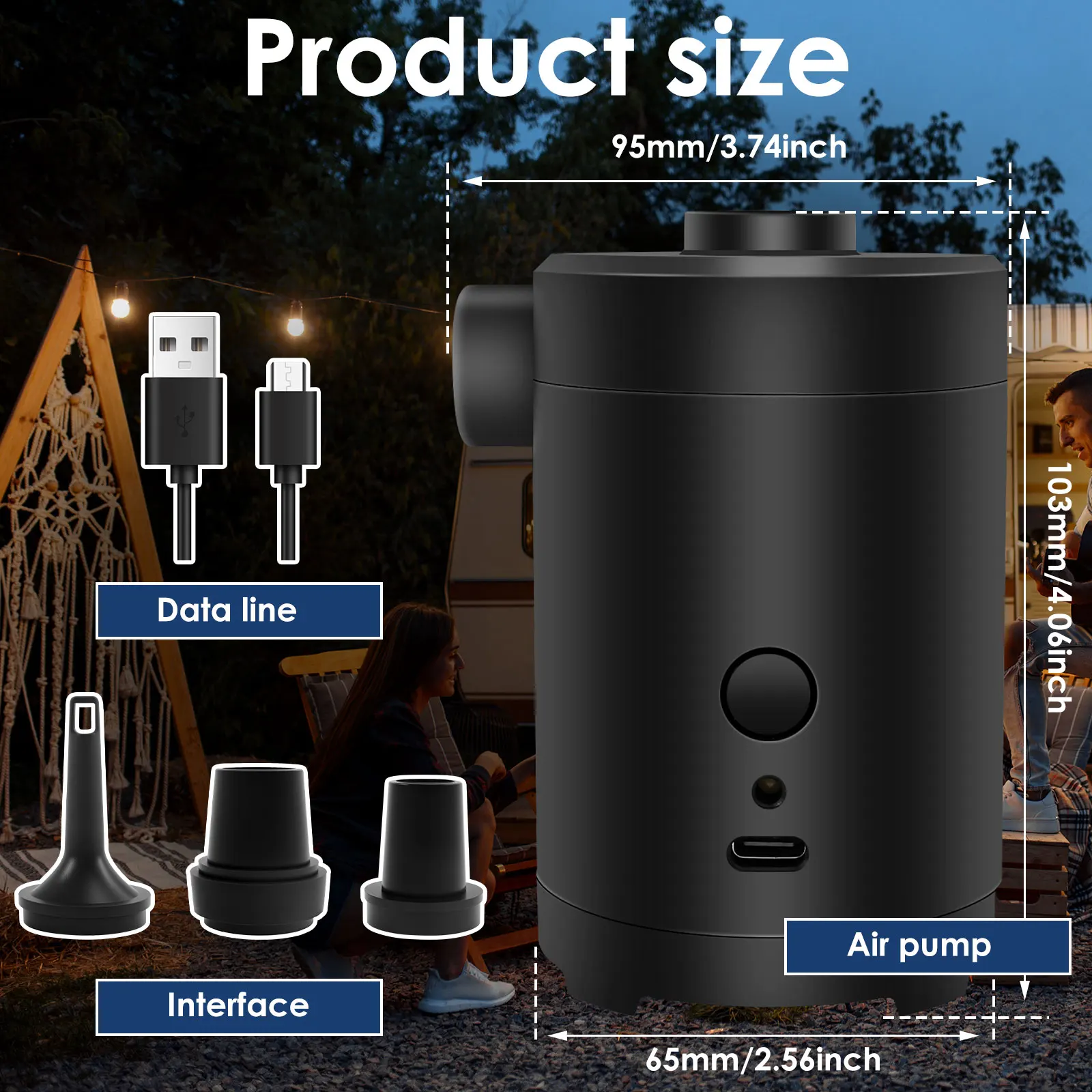 Portable Electric Air Pump Inflator for Outdoor Camping