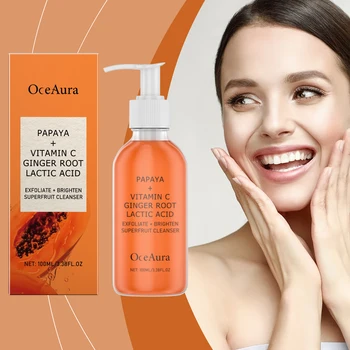 Papaya Exfoliating Cleanser Lotion Cleaning Reduce Facial Dirt Improve Rough Skin Relieve Dullness Brightening Facial Cleanser