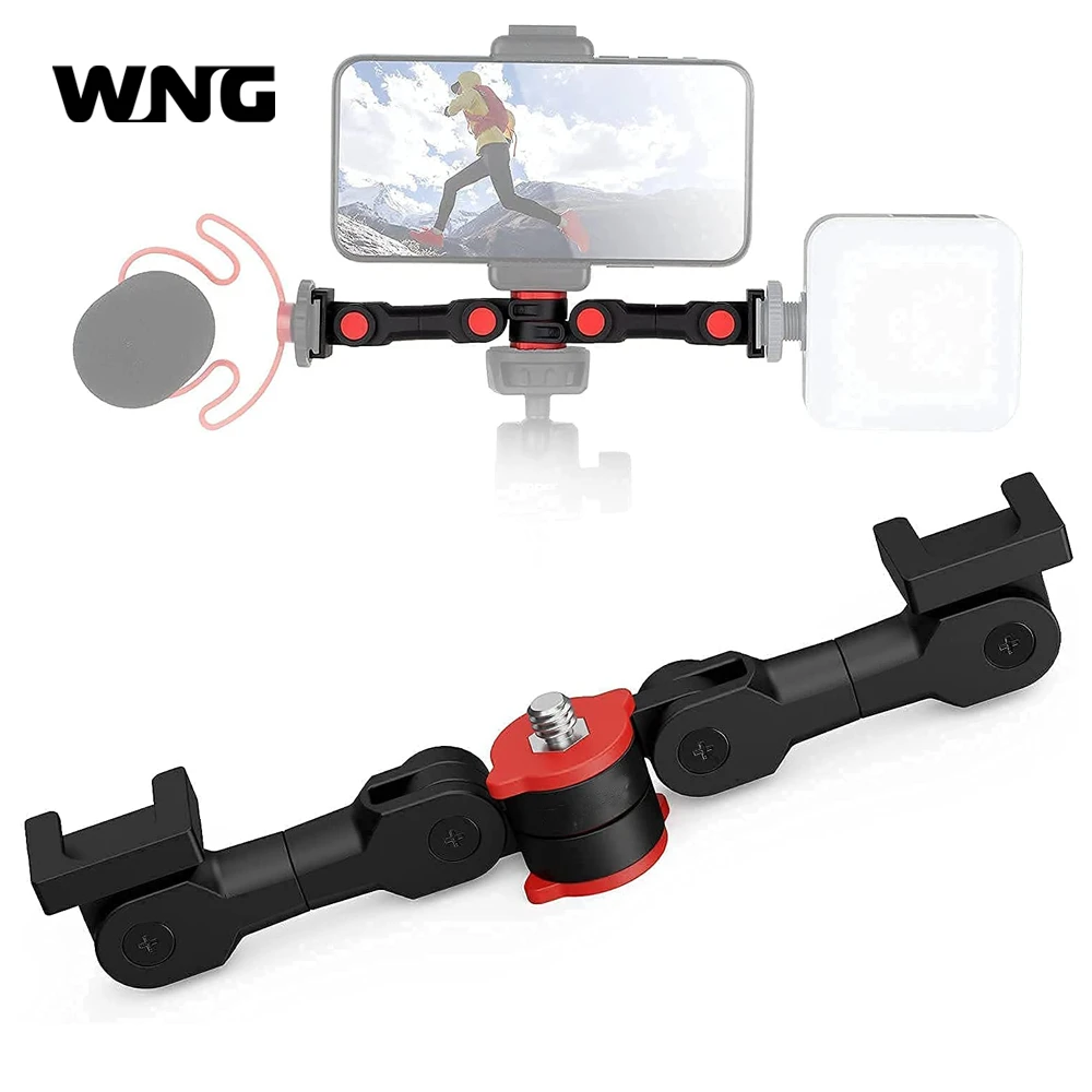 photography light reflector Rotatable Cold Shoe Mount Adapter with Phone Clip Dual Cold Shoe Extension Bar Bracket for Camera Phone LED Light Microphone usb spy camera