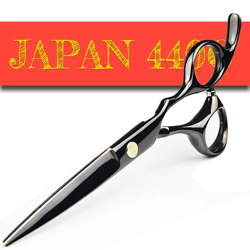 Japan 440C Titanium Qlating Barber Professional Scissors for Hairdresser 5.5 / 6.0 Cutting Thinning Black Hair Scissor Shears