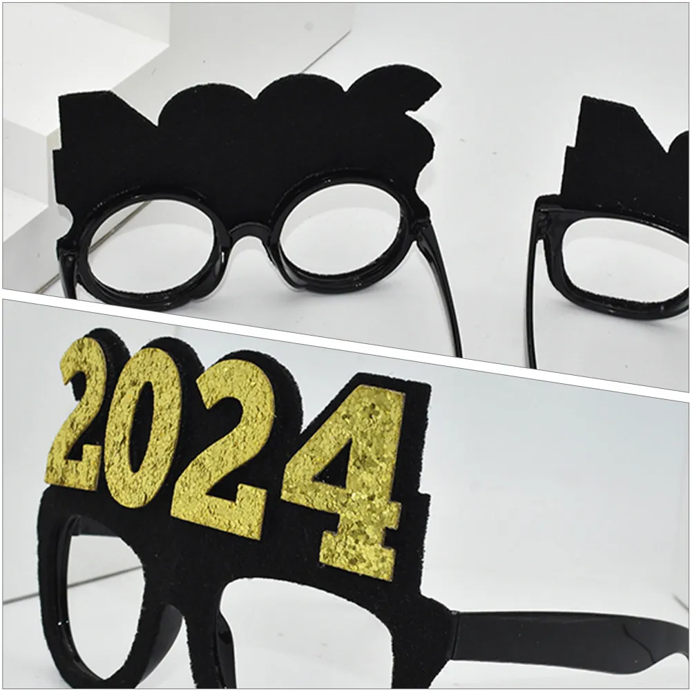 2Pcs 2024 안경 소품 창의적인 새해 파티 안경 장식 공연 사진 파티 용품 새해 안경