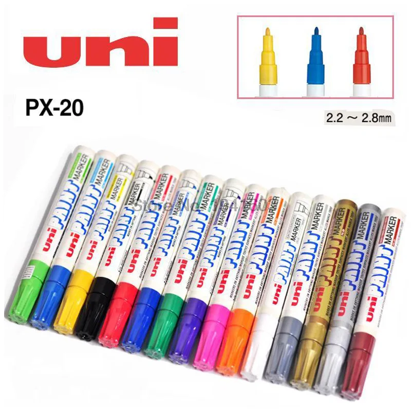 Rotuladores permanentes de colores, suministros de oficina, papelería  escolar, resaltador de PX-20, Japón, UNI - AliExpress