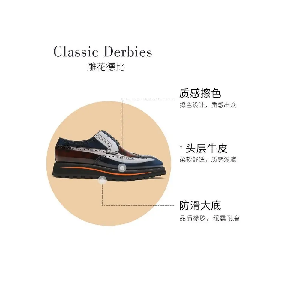 Leather shoes, men's business formal attire, carved men's shoes, black pointed lace up British wedding shoes