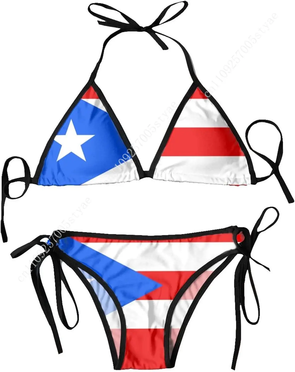 Puerto Rico Flag Bikini Women Sexy Swimsuits Set Fashion Bikini Swimwear Bathing Suits Cute Two Piece Underwear Bra Sets