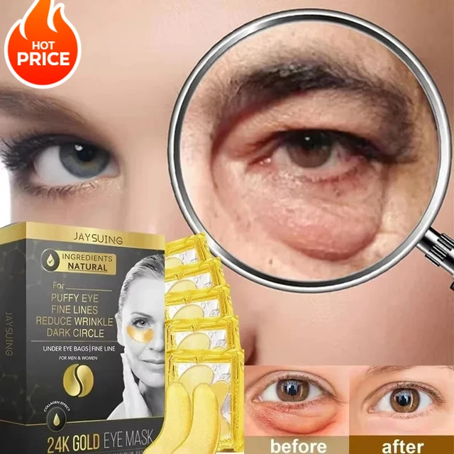 24k Gold Eye Mask Hyaluronic Acid Eye Patch Removal Dark Circles Eye Bags Fishtail Lines Collagen Eye Patch Korean Facial Care 1