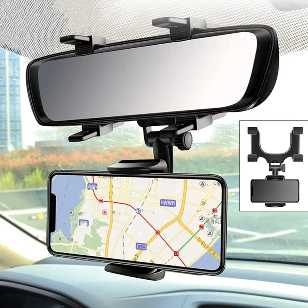 Car Phone Holder Rearview Mirror Mount Car Navigation Gps Stand Adjustment Phone Holder For
