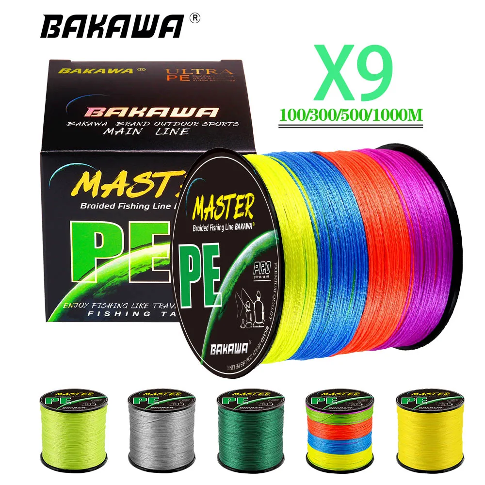 

BAKAWA New 9 Strands Braided PE Fishing Line 300M 500M 1000M Strong Smooth Carp Sea Seawater Multifilament Extreme 100% PE Wire