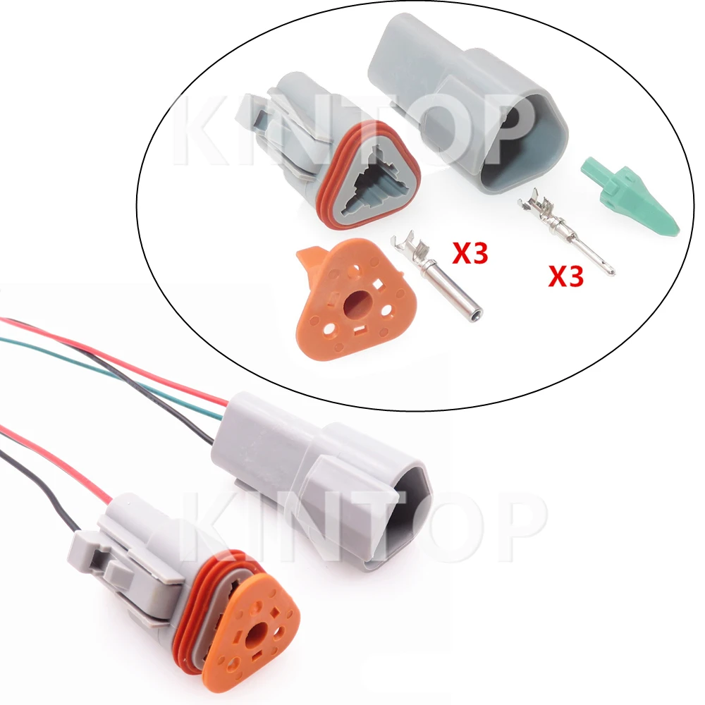 

1 Set 3 Pins Auto Wire Connector With Wires DT06-3S DT04-3P Car Starter Plastic Housing Sealed Socket Automobile Parts