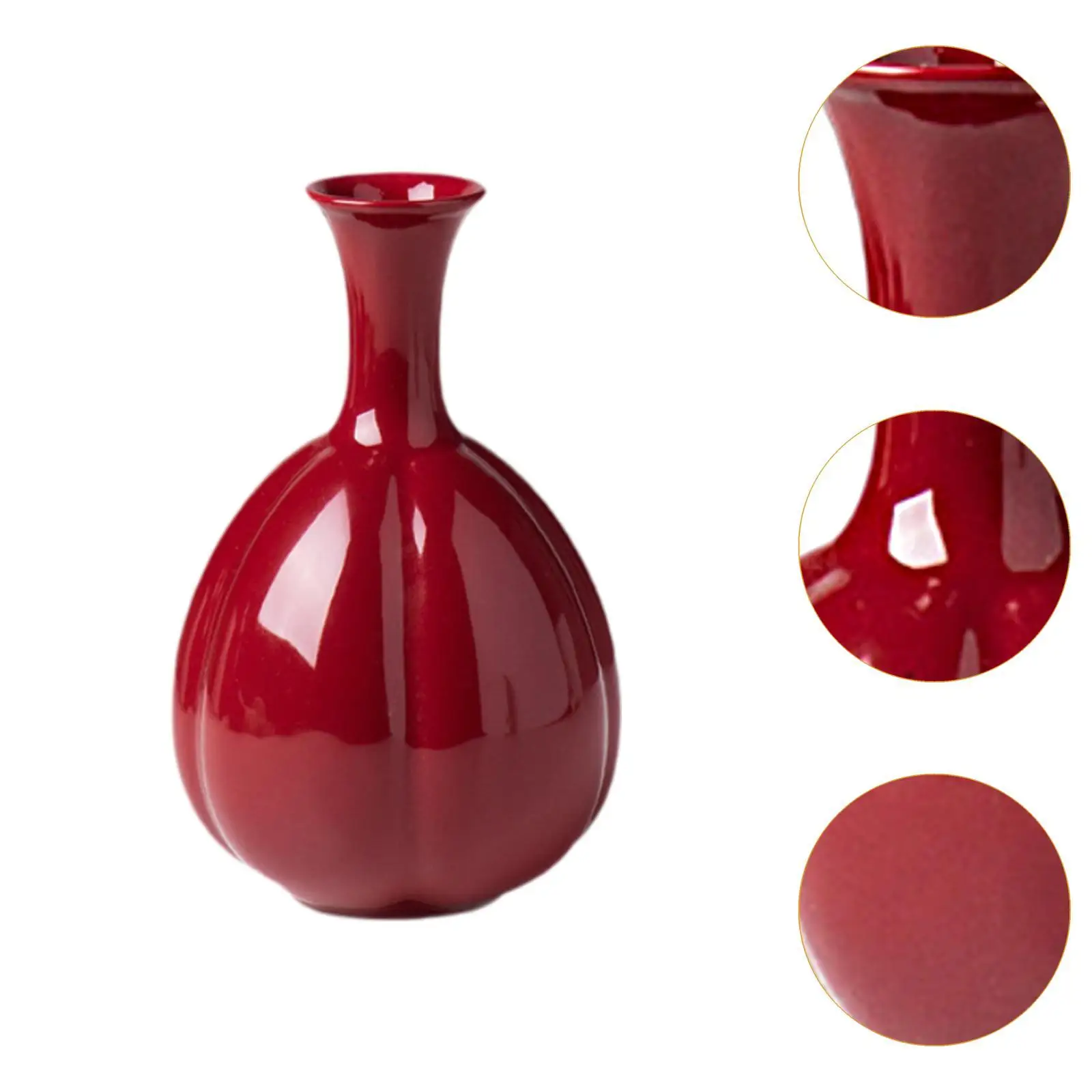 Red Ceramic Vase Decorative Vases Creative Flower Vases for Entrance Bookshelf