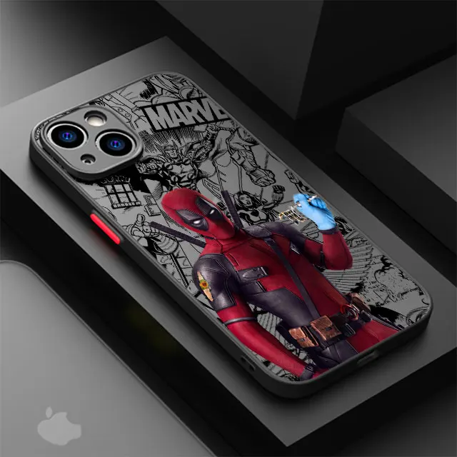 Marvel Deadpool Hard PC funda mate de lujo para iPhone 16 15 XR X 14 16 Plus XS Max 13 Mini 15 16 Pro Max 12 11 Pro 12 Pro