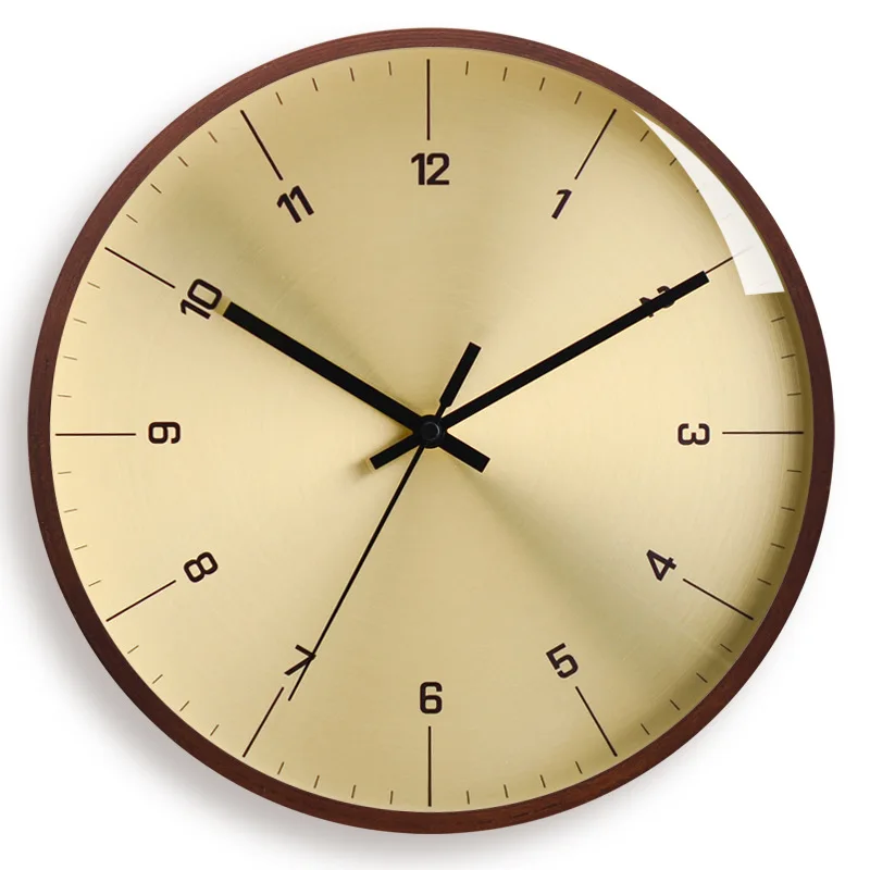 Wood Wall Clock Metal Rose Gold Clocks Wall Silent Color:L;Sheet Size:14 inch