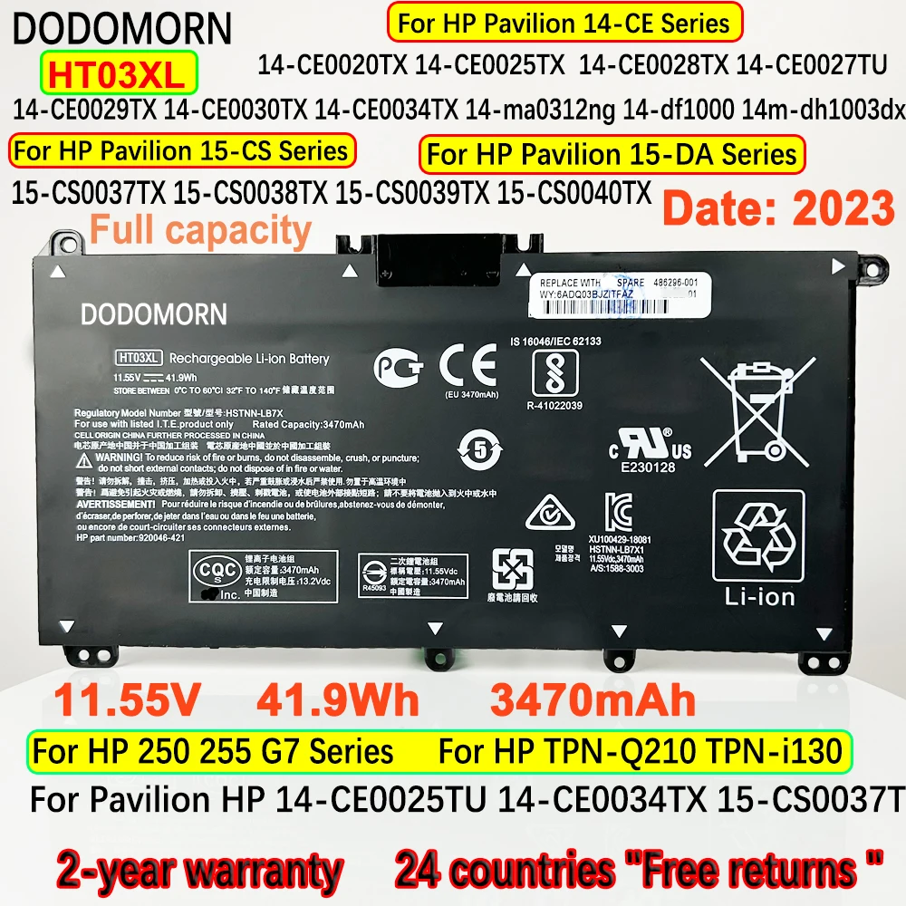 Bateria do Portátil para hp Pavilion 14-ce 14-cf 14-ck 14-cm 14-df 15-cs 15-da Hstnn-lb8l L11421421 Hstnn-lb8m Db8r Ht03xl