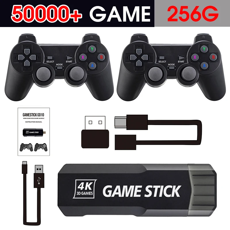 Game Stick GD10 Original X2 256G 50000 Games with Dual controller For Portable Retro TV Game Consoles Retro Video Game stick 4K