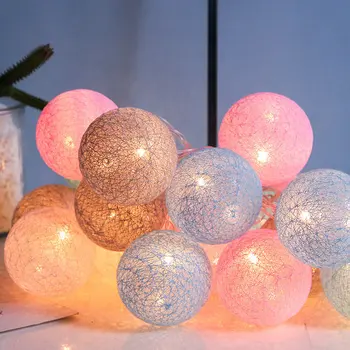 코튼 LED 공 스트링 홈 웨딩 휴일 화환 패어리 라이트, 침실 크리스마스 추수 감사절 야외 장식