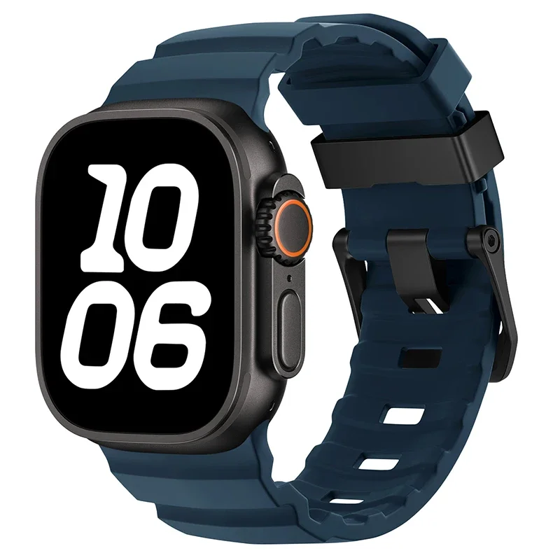Sport Silicone and Titanium Metal Bracelet Strap