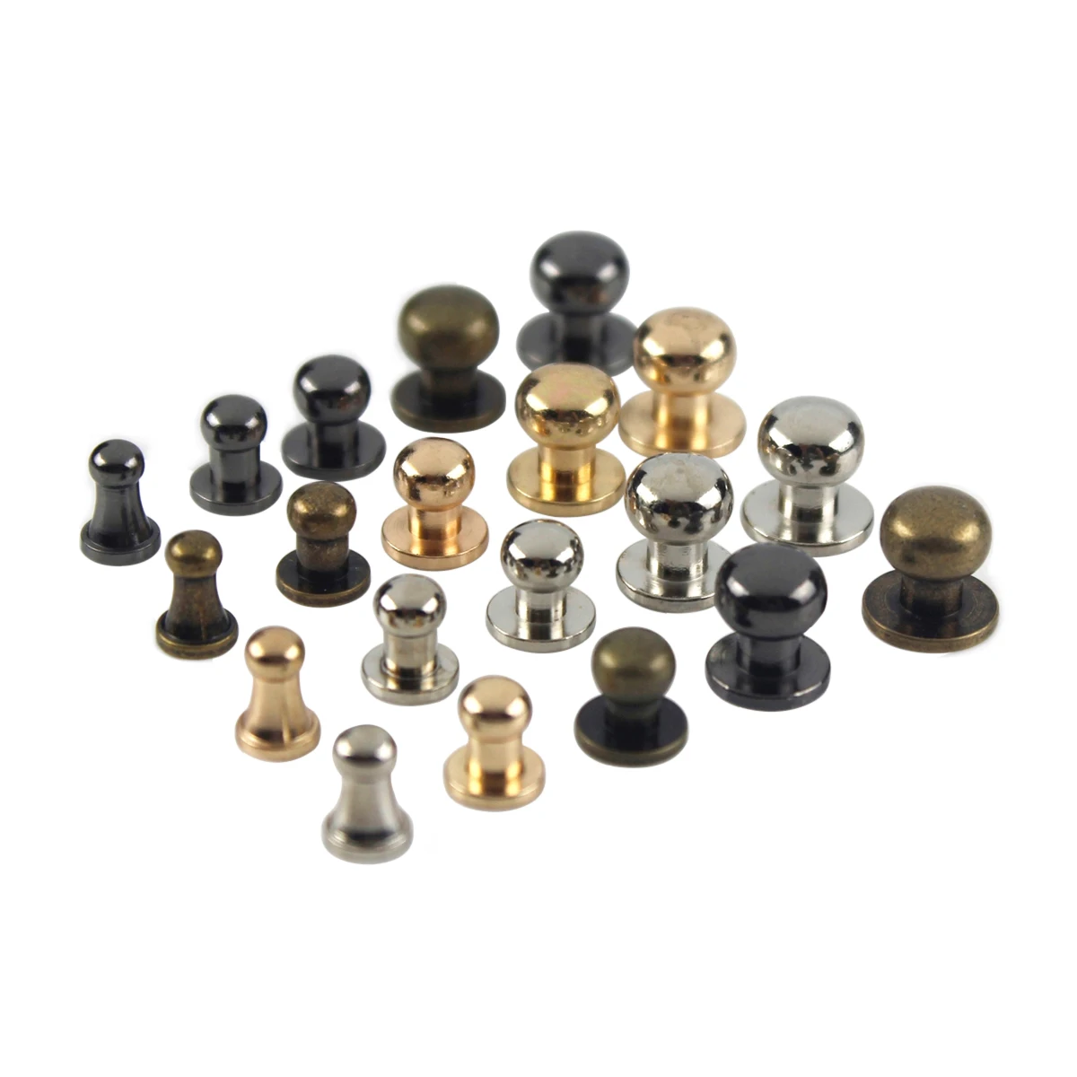 10pcs Sam Brown Browne Buttons Screwback Round Head Ball Post Studs Nail Rivets Leather Craft Hardware Accessories