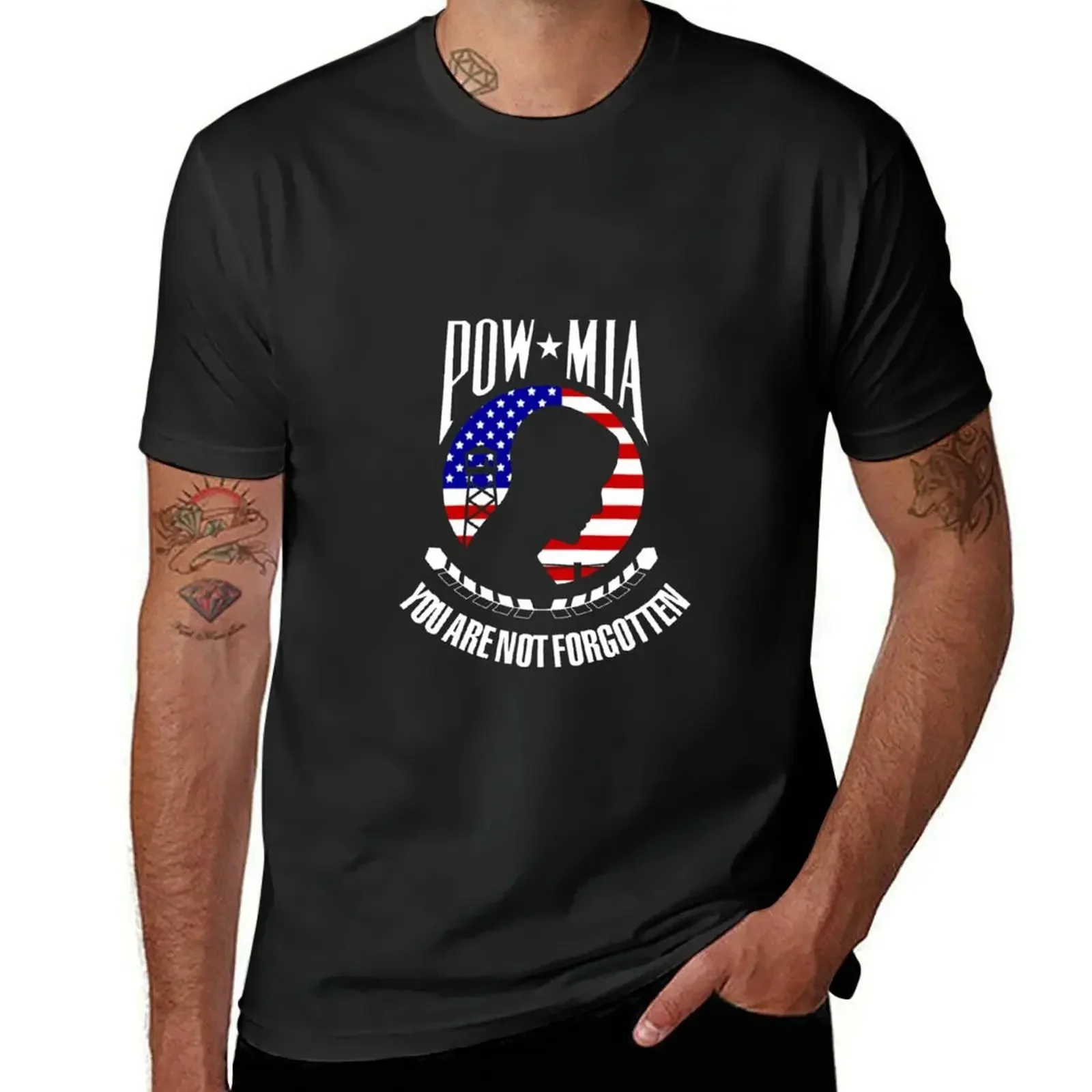 

POW MIA Shirt American flag you are not forgotten T-shirt plus size tops summer top mens graphic t-shirts big and tall