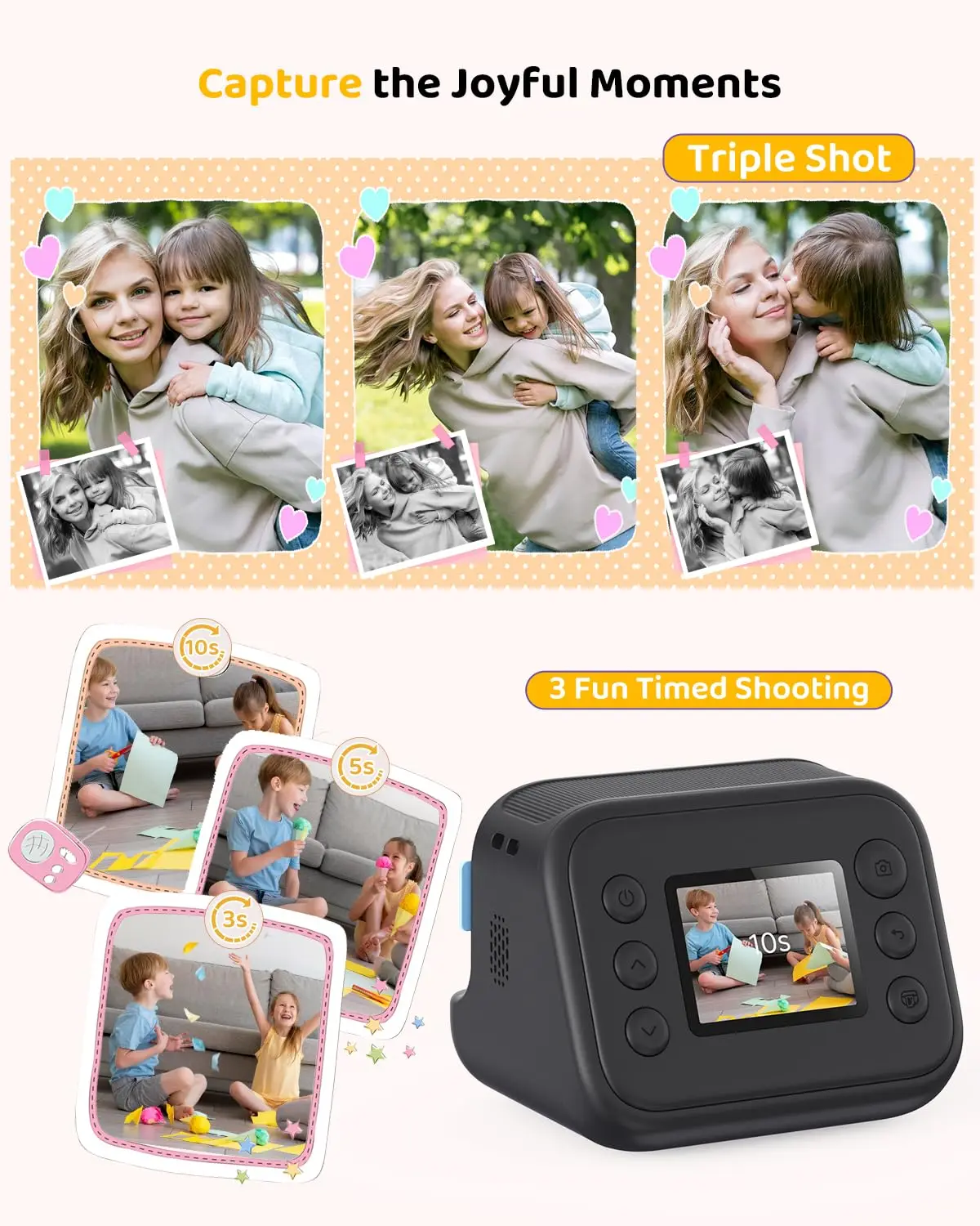 Kids Color Print Instant Camera Refill Paper HD Thermal Print Rolls 57*25mm Smooth Finish Compatible with Most Kids Cameras