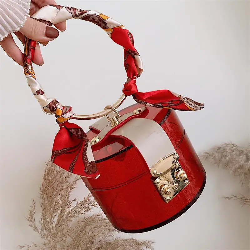 Transparent Mini Handbags Fashion Acrylic Handbags Scarves Design