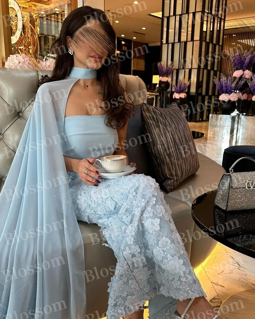 

Женское вечернее платье с цветочным кружевом, без бретелек