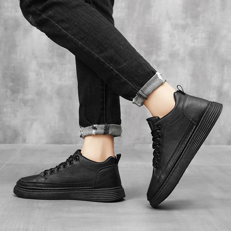 Baskets décontractées en cuir pour homme chaussures confort_voghion.com