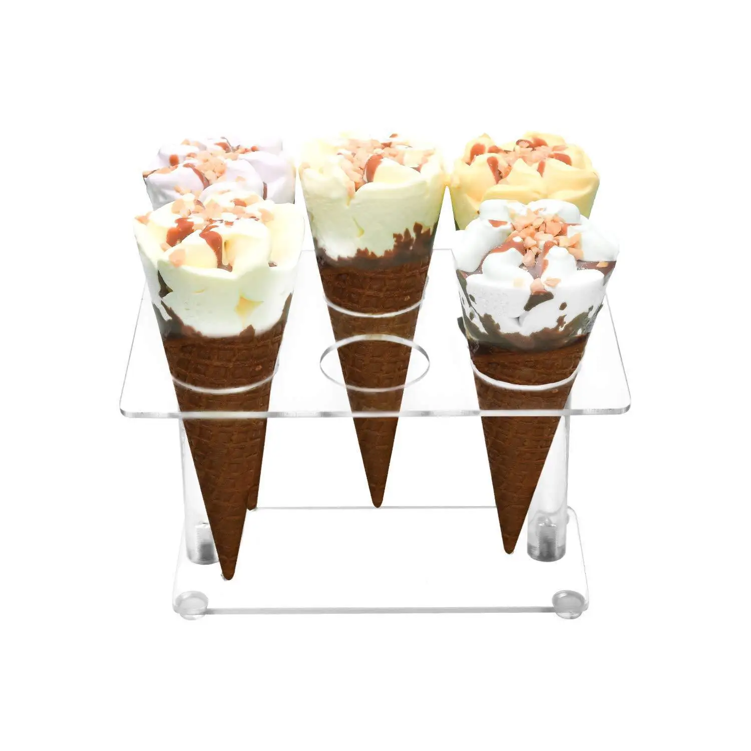 DetachableAcrylicIceCreamConeHolder6HolesIceCreamDisplay