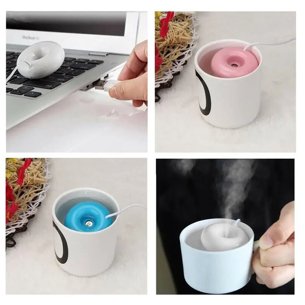 Mini Donut Negative Ion Humidifier USB Round Household Air Purifier for Home Office Desktop Donut Steam Diffuser Mini Sprayer 4
