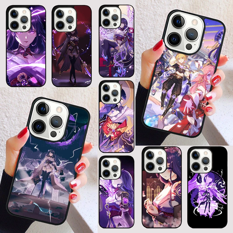 Raiden Shogun Genshin Impact Cover Per Iphone 15 13 12 11 14 Pro Max Mini X Xr Xs Max Se 2020 7 8 6S Plus Custodia Per Telefono
