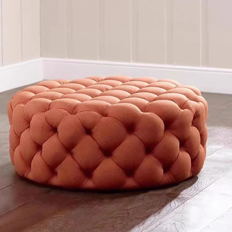 Blue Bedroom Velvet Stool Round Modern Luxury Space Saving Living Room Sofas Cute Unique Pouf Salon Moderne Nordic Furniture