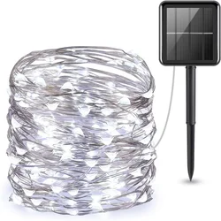 Enhanced Outdoor Solar LED Fairy String Lights - Waterproof Twinkle Lamps for Garden and Patio Decor, Perfect for Christmas and Parties (White)