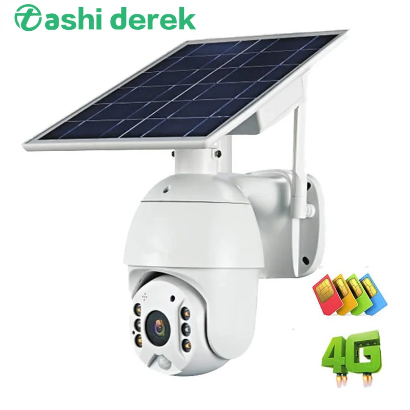 Camera 4G SIM Card 1080P HD Solar Panel Outdoor Monitoring CCTV Smart Home Two-way Intrusion Alarm Long Standby | Безопасность и
