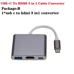 Aluminum USB - C to HDMI/USB 3.0 Multiport Adapter (Grey)