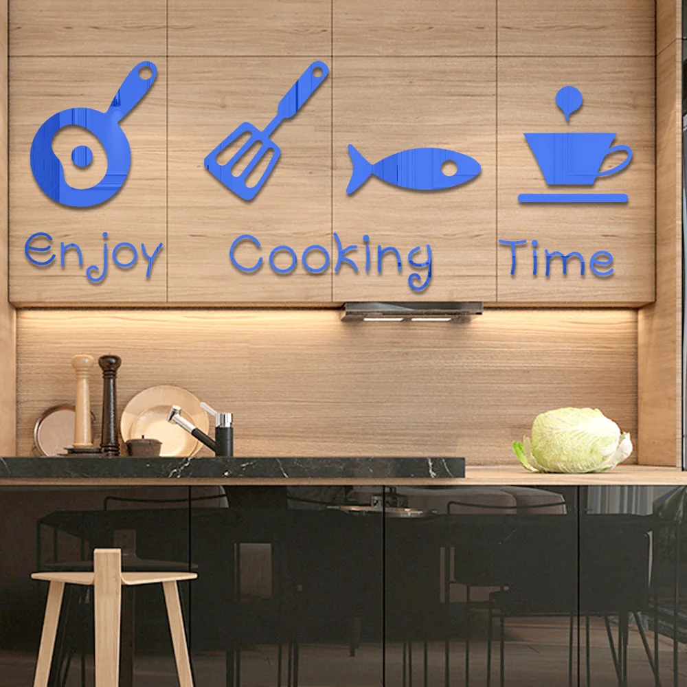3d three-dimensional acrylic mirror wall paste kitchen home cabinet decoration self-adhesive modern fashion house decoration