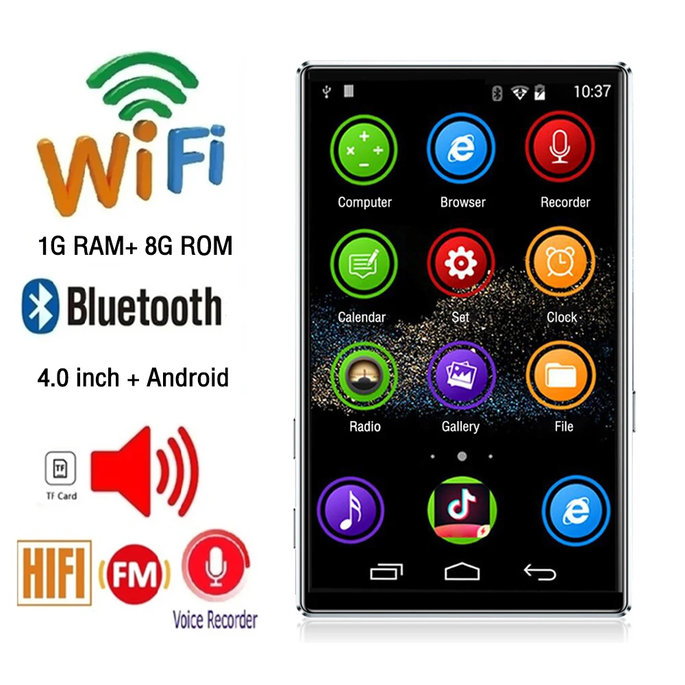 

Wifi Mp4 Player Bluetooth Mp3 Player Hifi Sound Music Walkman Fm/recorder/browser/support Max 128gb/portable