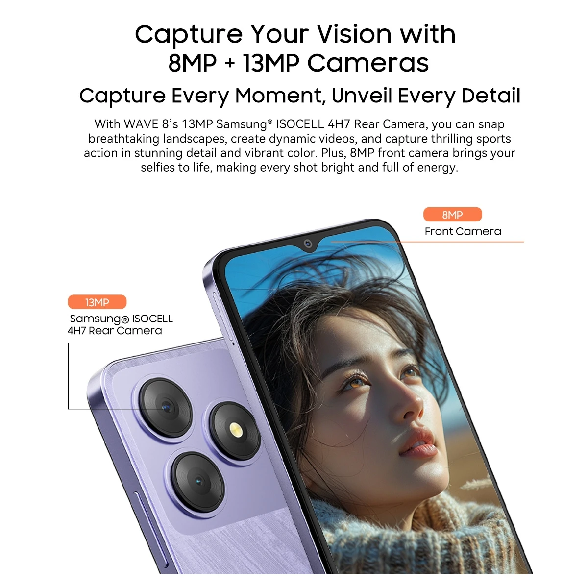 Blackview Wave 8 Smartphone 6.56'' 4GB+128GB / 256GB Unisoc T606 Octa Core 5000mAh Battery 13MP Camera 4G Android 14 Cell Phone 6