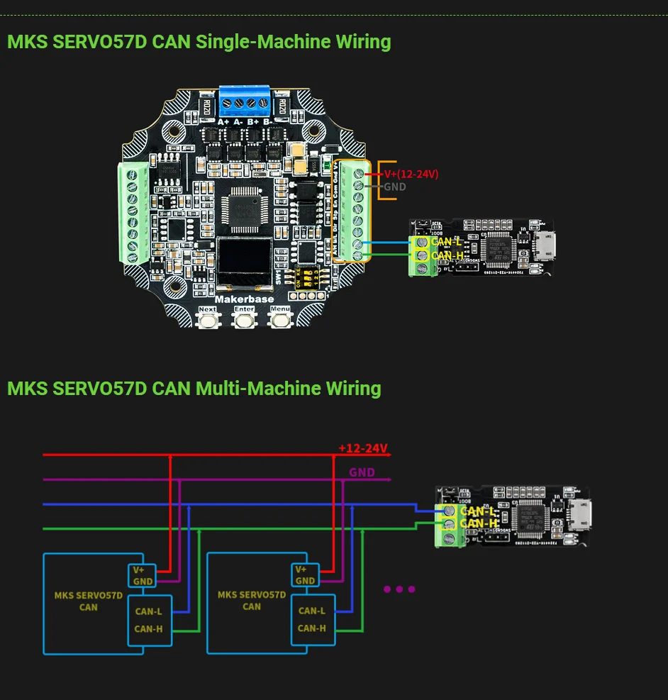 Makerbase MKS SERVO57D PCBA NEMA23 Closed-Loop-Schrittmotortreiber CNC 3D-Drucker für Gen_L FOC Leise und Effizient – Detail 10