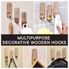 3 Pack Non-Destructive Wood Wall Hooks - Adhesive Wall Hooks - Boho Decorative Wall Hooks 2