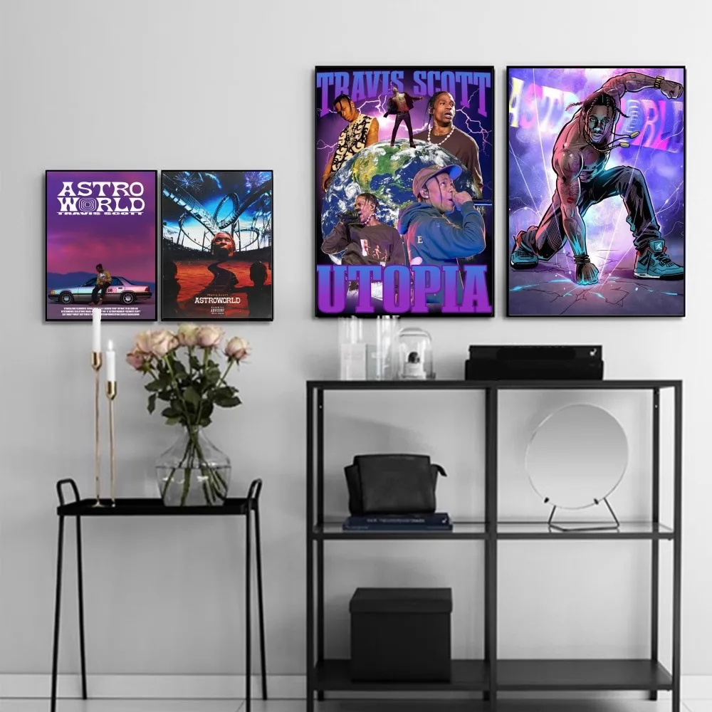 Travis Scott Music Album Poster Poster Vintage Sticky Retro Kraft Paper Sticker Diy Room Bar Cafe Kawaii Room Decor