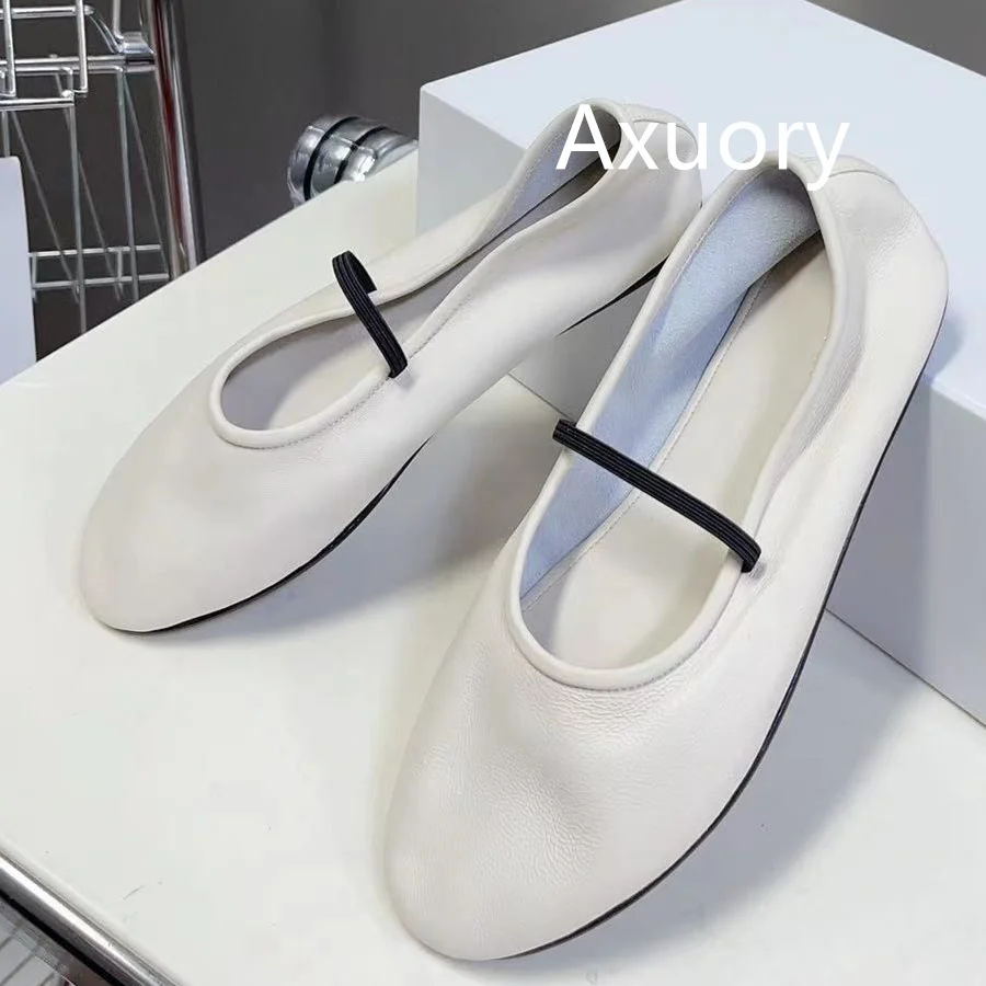 2023 Women's Flat Shoes Round toe Solid Color Genuine Leather Casual Shoes Fashion Slip on Flat Boat Shoes