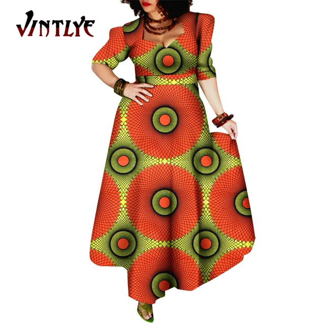 African Style Dresses for Women Elegant Evening Gowns African Party Dress Maxi Ankara Floral Printed Robe Africaine Femme WY092 8