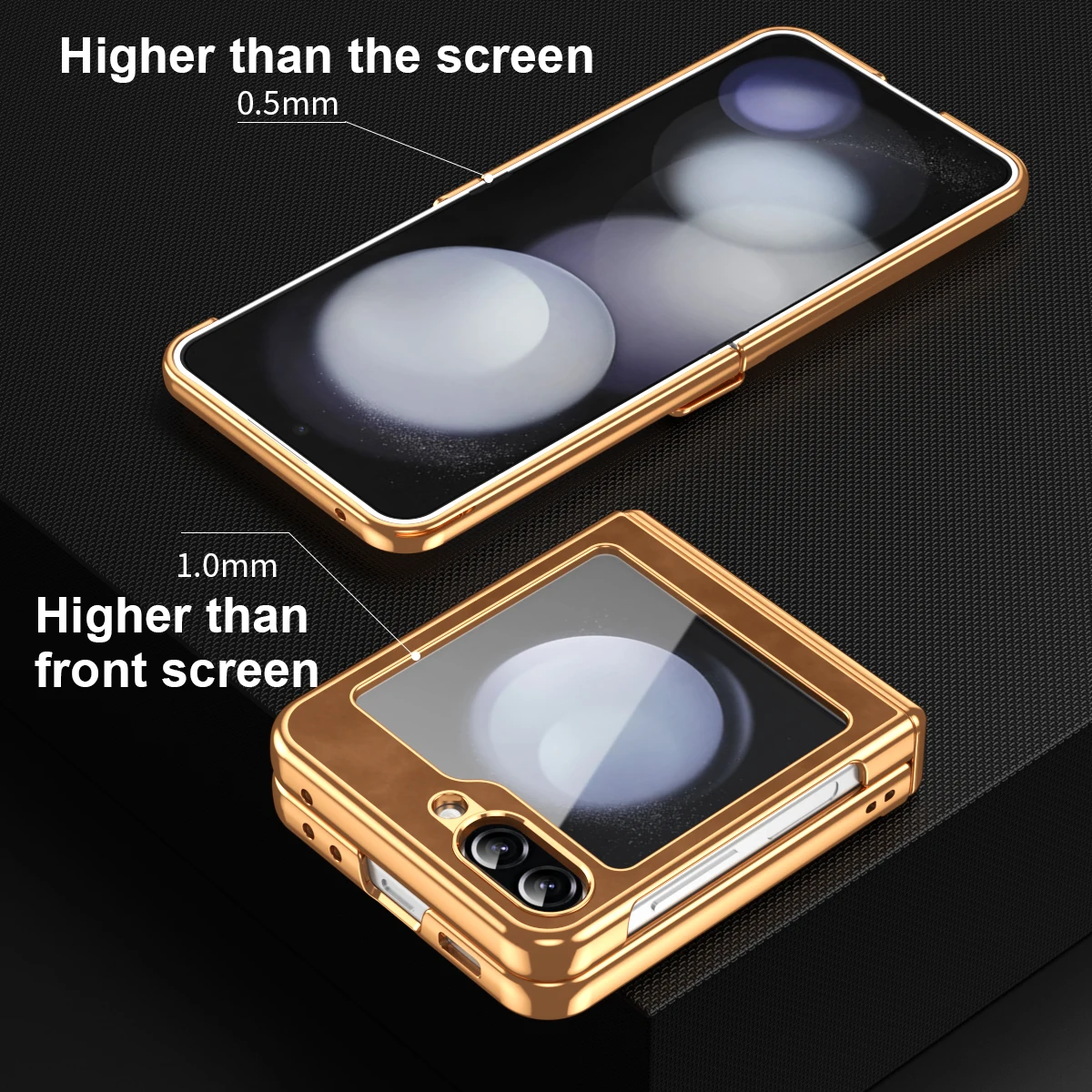Leather Phone Case For Samsung Galaxy Z Flip 6 5 4 3 5G Luxury Leather Electroplated All-inclusive Folding Hinge Shockproof Protect Hard Cover