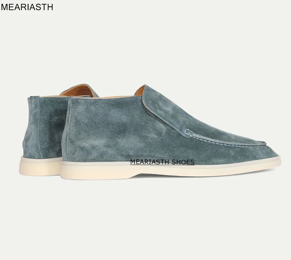

Open Walk Shoes Men Moccasins Loafers Suede Brown Ankle Boots High Top Flats Casual Slip on Walking Shoes Soft Sole Autumn 2023